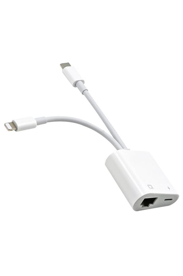 Type-C To Lightning RJ45 Dönüştürücü Adaptör Ethernet Kablosu BEYAZ - 1
