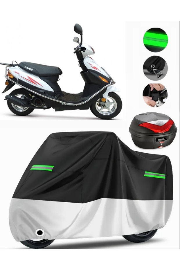 Kuba Fighter 80 Rear Bag Compatible Premium Motorcycle Tarpaulin (Lock Compatible) Black-Grey