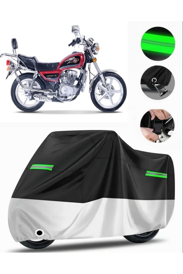 Falcon Comfort 180 Rear Bag Compatible Premium Motorcycle Tarpaulin (Lock Compatible) Black-Grey