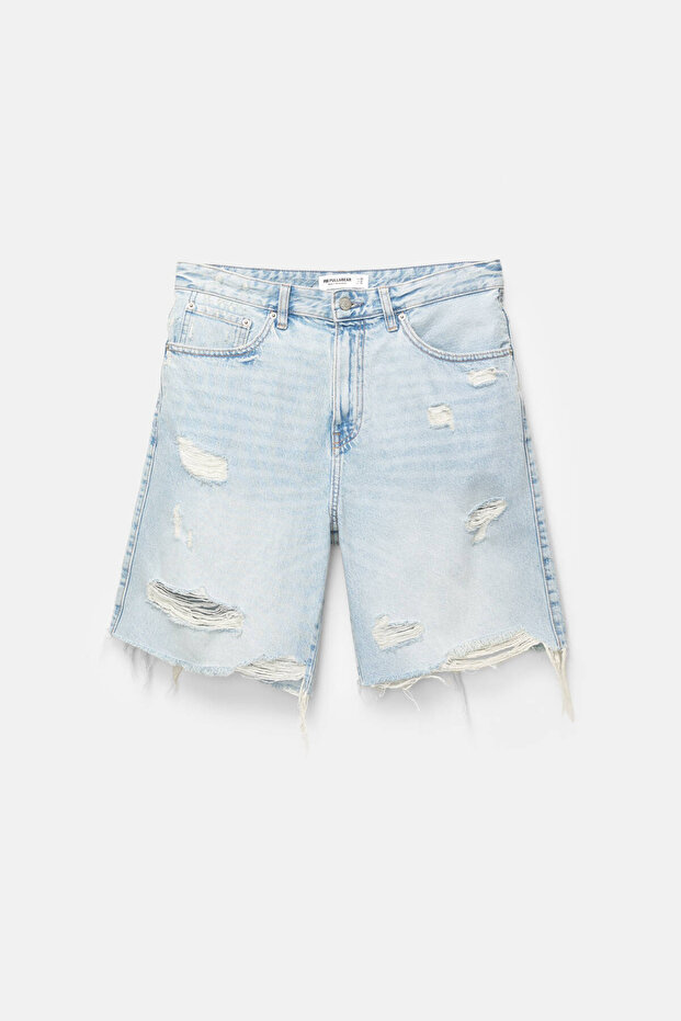 Distressed denim bermuda - 6