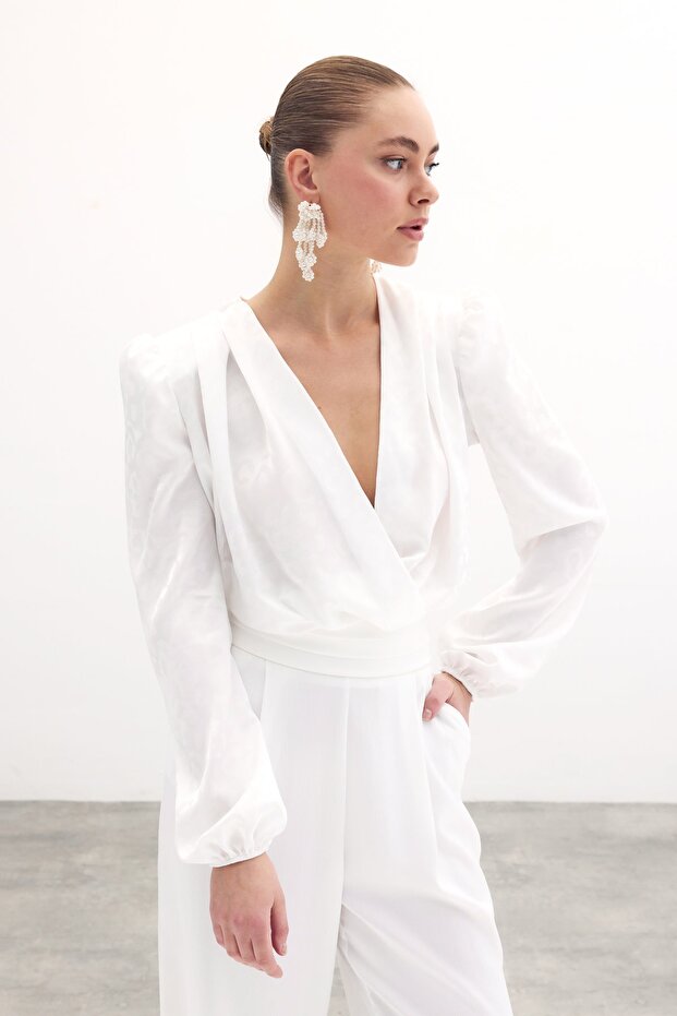 بدلة للجسم منقوشة - بلوزة إكرو - 1