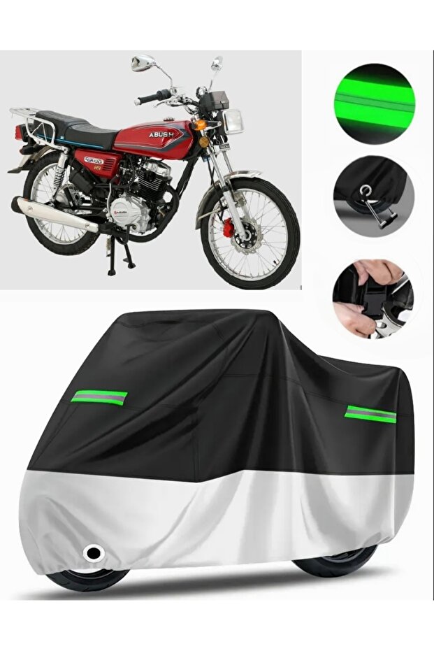 Abush Cga 100I Topcase Compatible Motorcycle Tarpaulin Premium (Lock Compatible)-Black