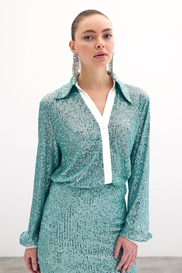 Salaş Payet Gömlek - Mint - 4