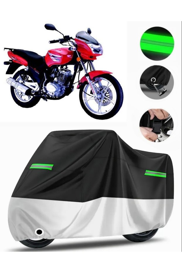 Lifan Lf150-9J Rear Bag Compatible Premium Motorcycle Tarpaulin (Lock Compatible) Black-Grey