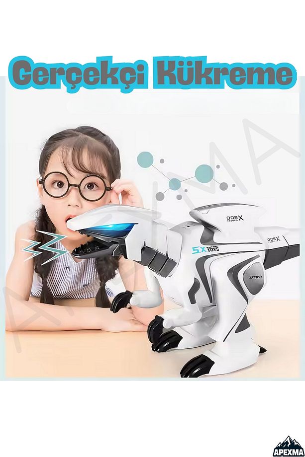 Oyuncak Uzaktan Kumandalı 13 Fonksiyonlu Dokunma Sensörlü Etkileşimli Işıklı Müzikli Robot Dinozor - 4