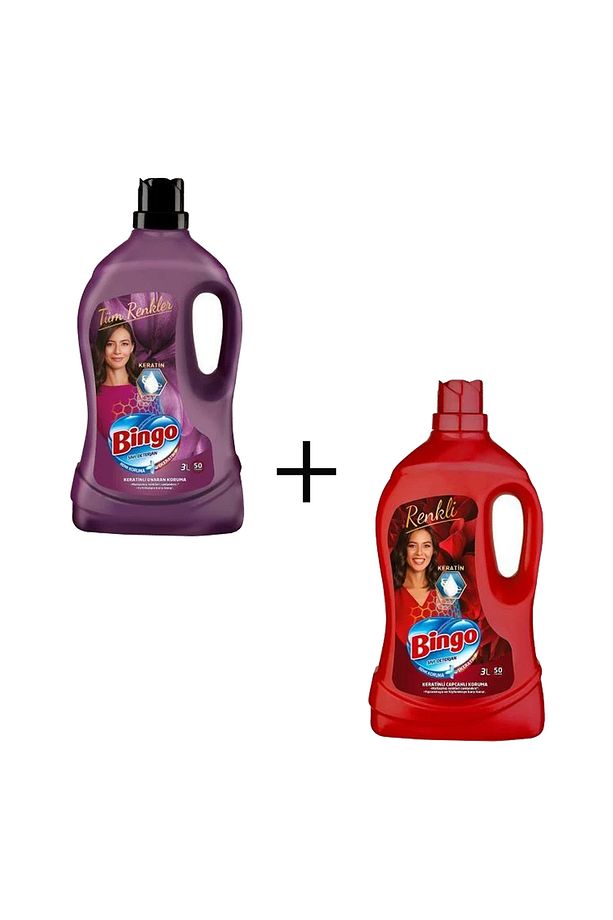 Renkli Sıvı Deterjan 3000 Ml 1 adet+ Bingo Onaran Koruma Sıvı Deterjan 3000 Ml 1 adt - 1