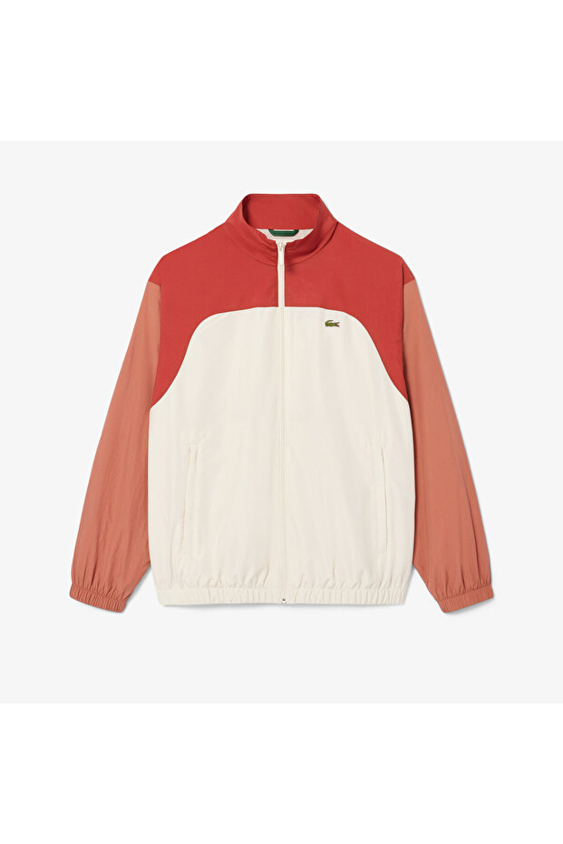 Erkek Dik Yaka Renk Bloklu Bordo Ceket - 4