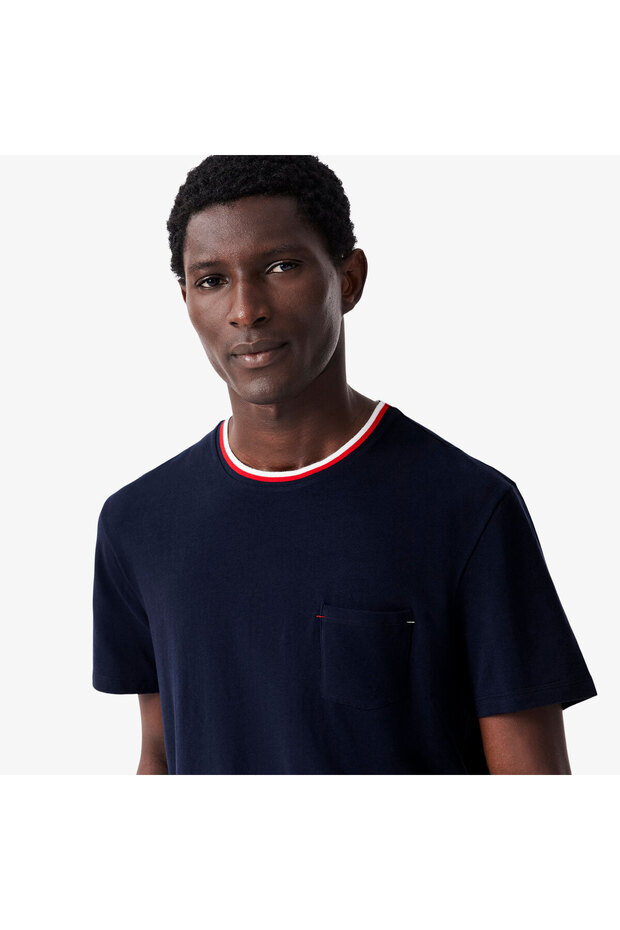 Erkek Relaxed Fit Kısa Kollu Bisiklet Yaka Lacivert Pijama Üstü - 2