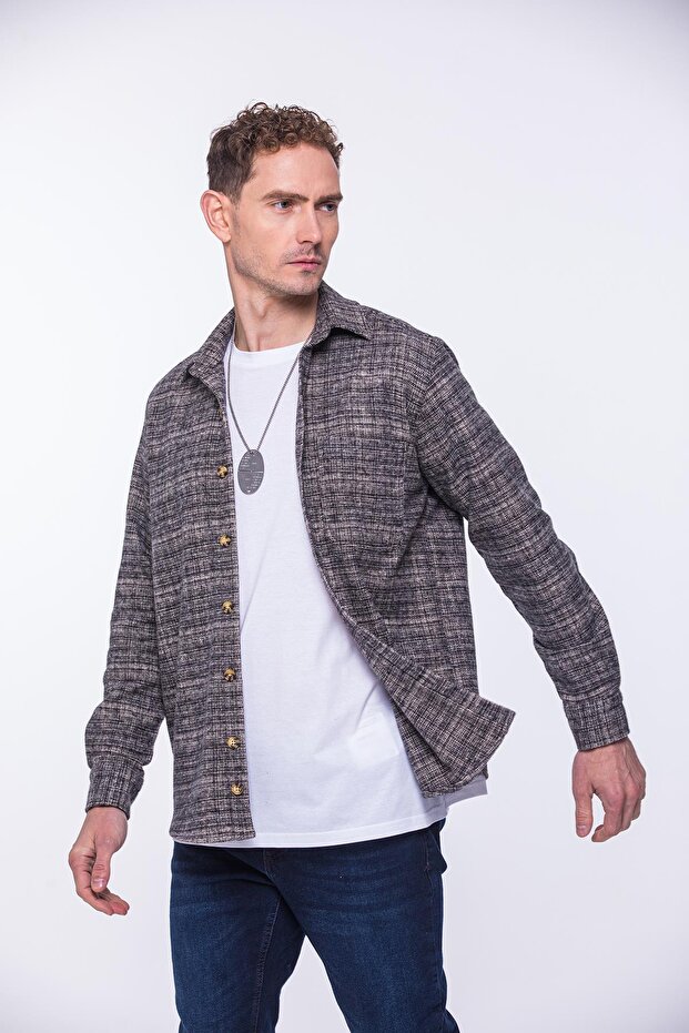 Oversized Lumberjack Soft Textured 100% Cotton Gift Boxed Men's Shirt Fs-002168 - Powder