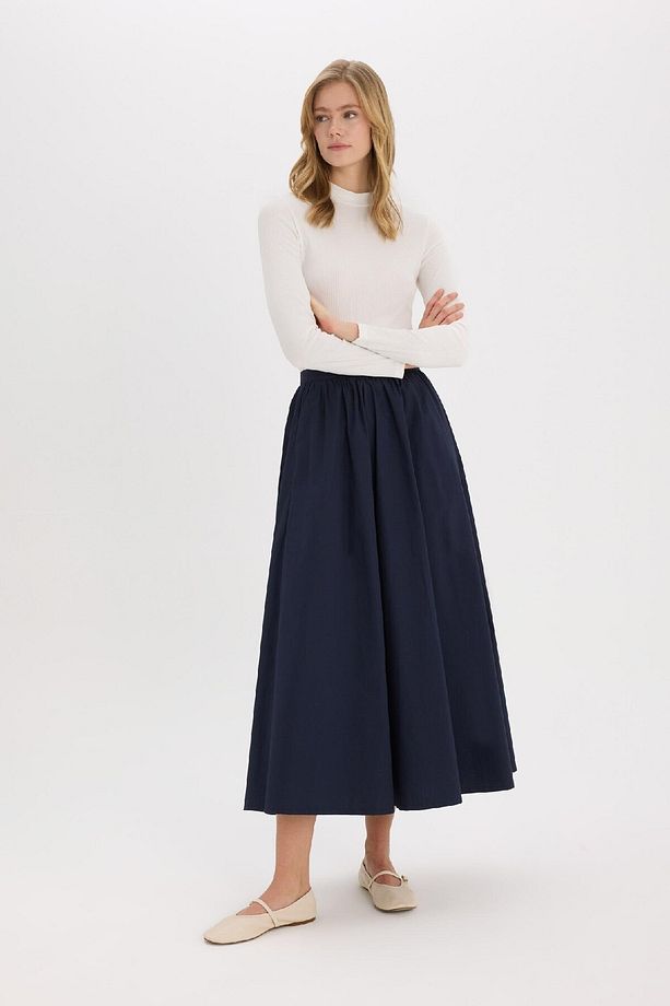 A Kesim Basic Düz Poplin Maxi Tesettür Etek E4369ax25sp - 5