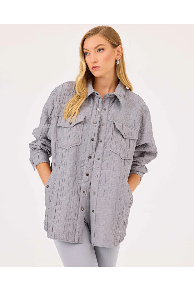 Seçil Günlük Gömlek-242510004 Gri - 3