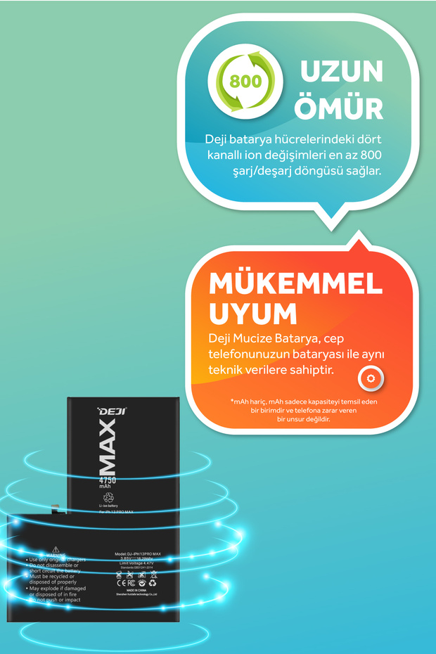 iPhone 13 Pro Max Batarya 4750 mAh Mucize Batarya Deji - 4