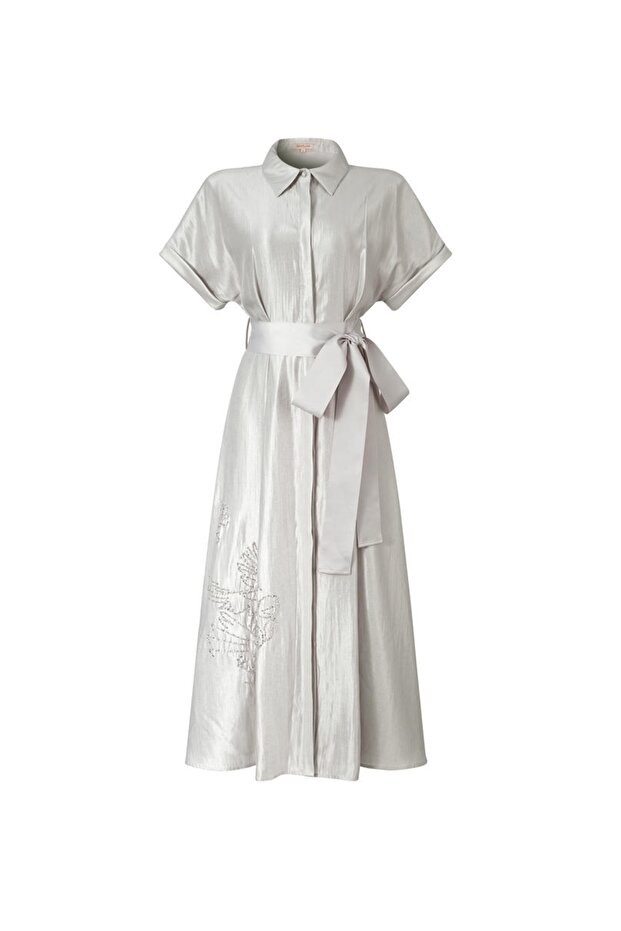 فستان بياقة على شكل حرف A - 6