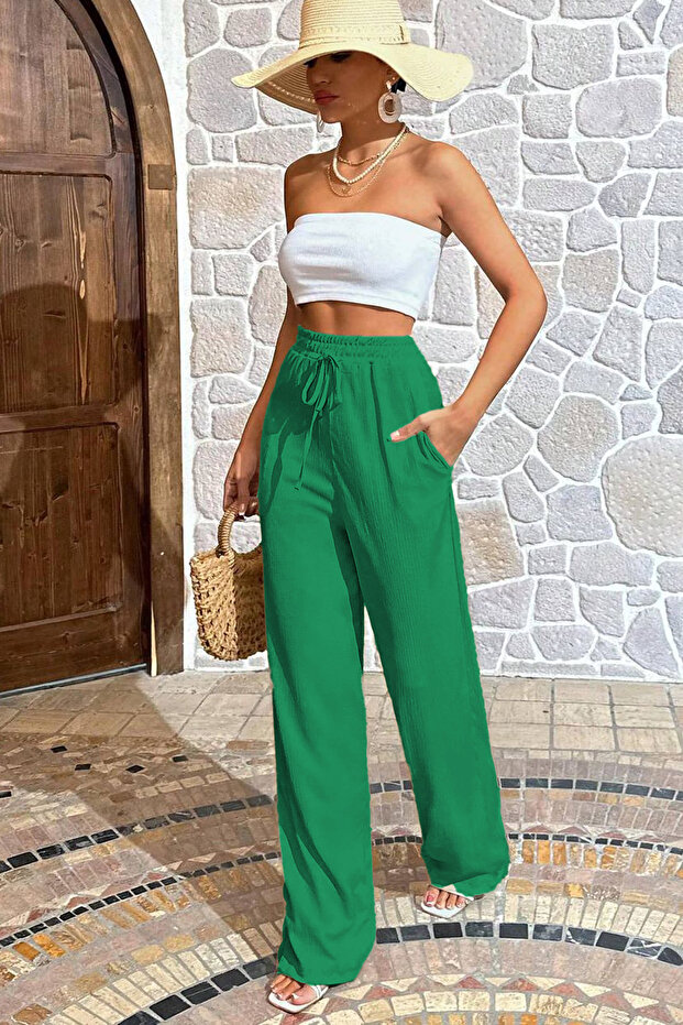 Kadın Basic Premium Model Bürümcük Palazzo Alt - 1