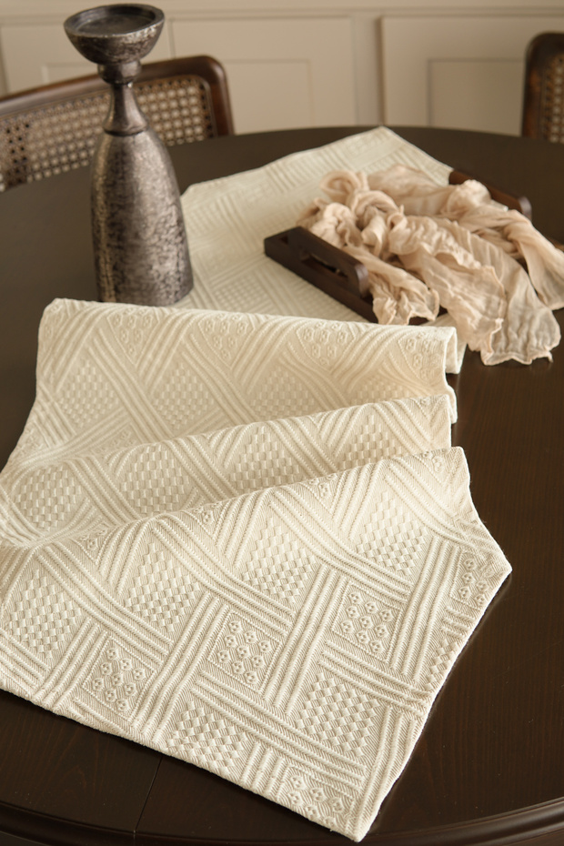 Hexagon Runner Natural Cotton Traditional Buldan Woven 40*140 cm