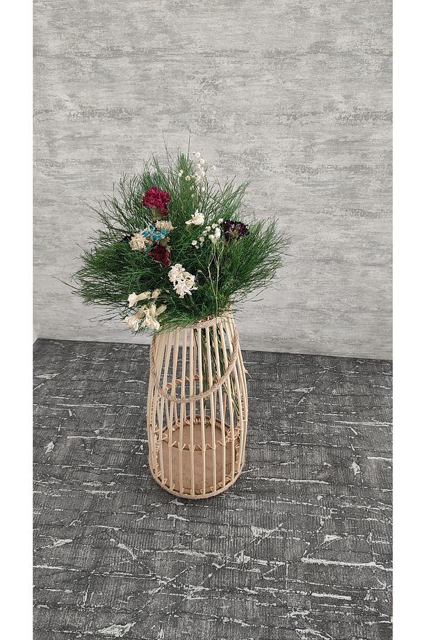 Bambu Çubuklu Güğüm Model Dekoratif Pampars Vazo - 6