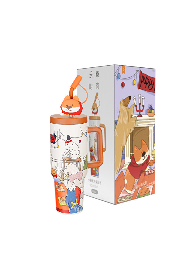 Pipetli Yalıtımlı Kahve Kupası 1200ml 12 Saate Kadar Sıcak/Soğuk Bardak Gövdeli Termos - 1