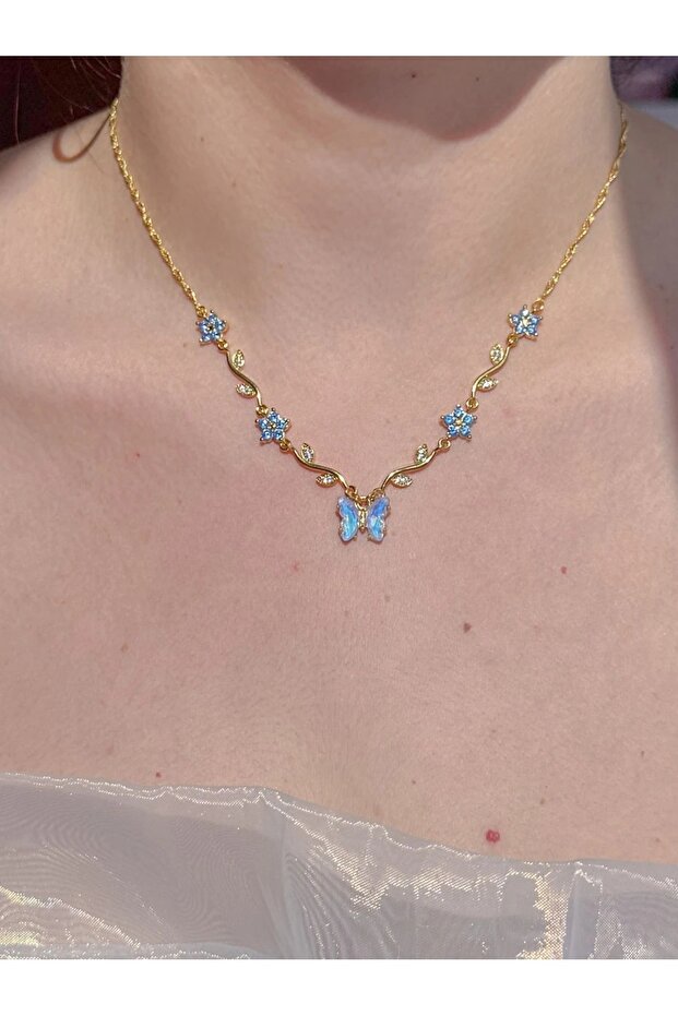 Blue Butterfly Garden Necklace
