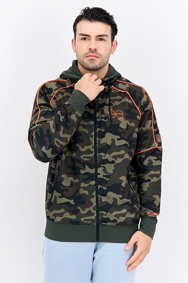 Men Camouflage Hooded Jacket, Multicolor