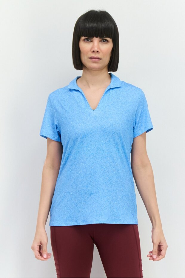 Women Sportswear Fit Short Sleeve Training Polo Shirt, Light Blue