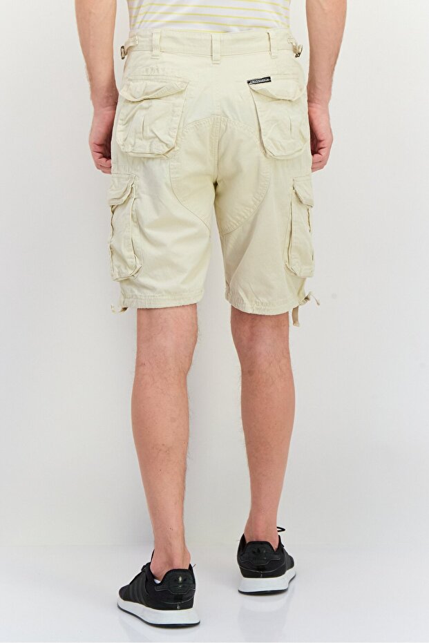 شورت كارجو سادة للرجال، لون بيج - 4