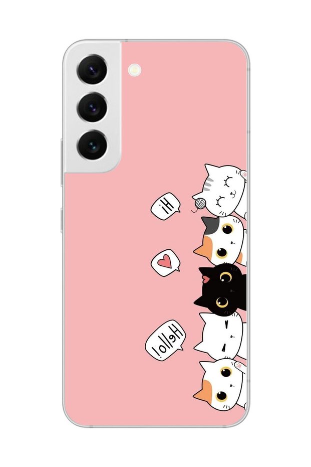 Samsung Galaxy S22 Compatible Transparent Case with Cats 2 Designs