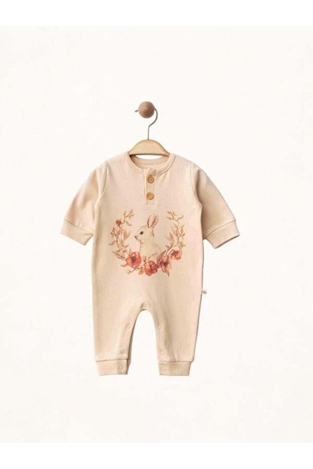 Baby Rabbit Patterned Organic Jumpsuit