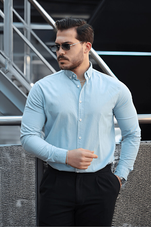 York Linen Men's Shirt - Turquoise