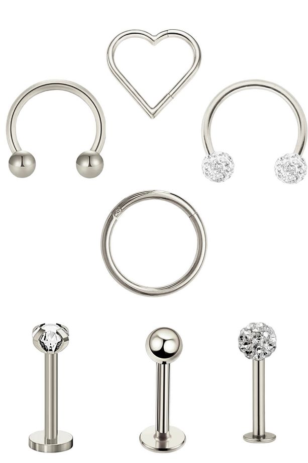 7 Farklı Model Cerrahi Çelik Set Piercing 8 mm - 2