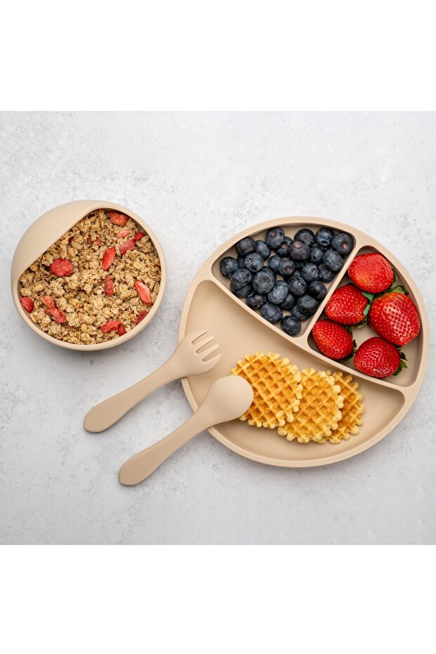 Silicone diversification set, AppeKids Basic Bubble Beige - 1