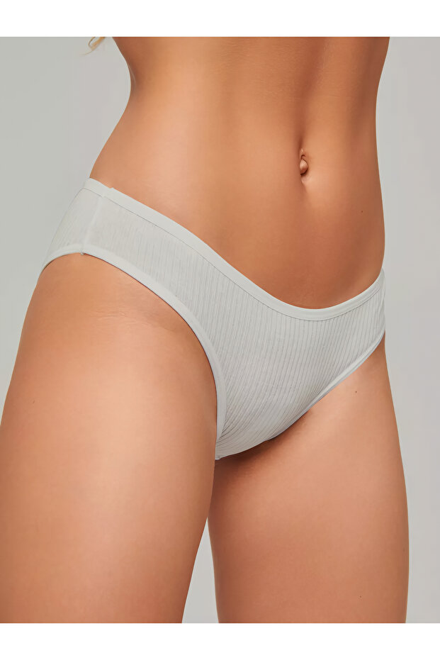 Taranto Model Soft Fabric Ribbed Slip Panties Ecru Color