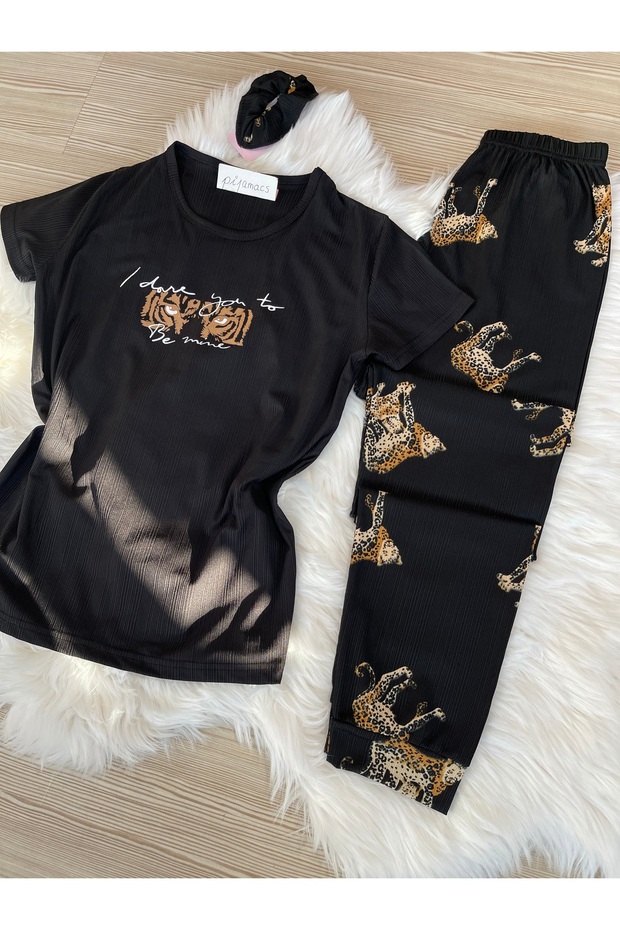 BLACK LEOPARD PATTERNED PEGASUS PAJAMAS SET - 7