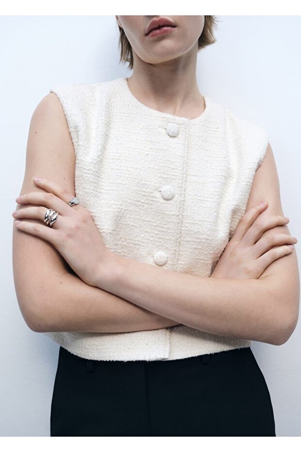 Düğmeli tüvit yelek - 7