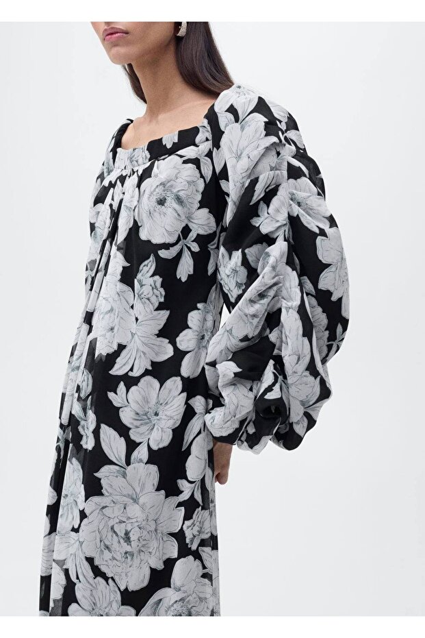 Çiçekli straplez elbise - 1