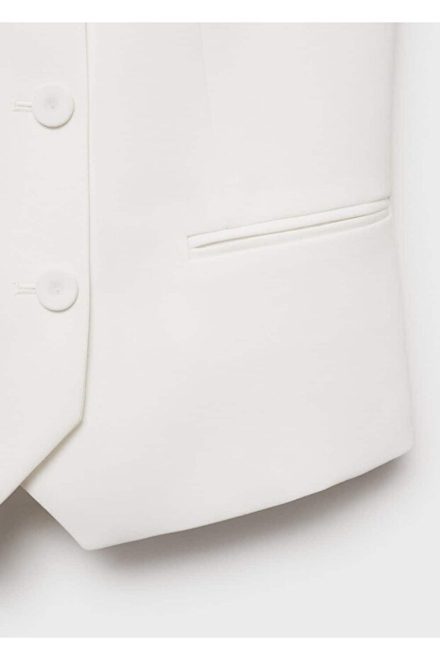 Çift düğmeli kumaş yelek - 5