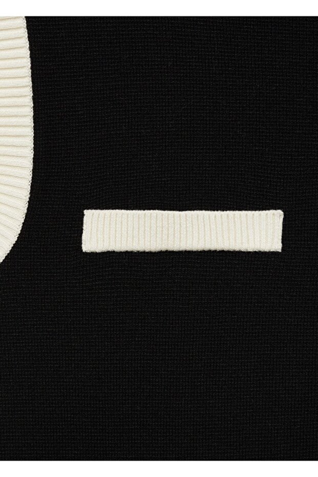 Kontrast şeritli triko yelek - 7