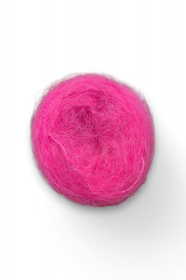 Flamingo Neon Pembe Bol Tüylü Tiftik Moher Yün Örgü Ipi - 2