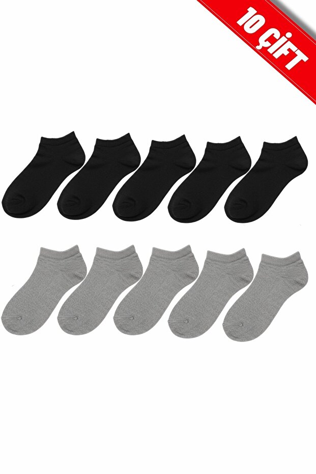 10 Pairs Black Gray Short Booties Men's Socks
