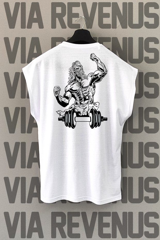 Gym God Back Printed Zero Sleeve Crew Neck Sports Tshirt