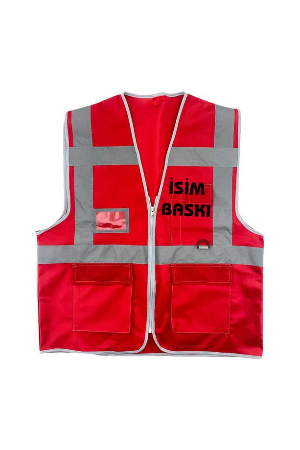 Ikaz Yeleği Mühendis Tipi Cepli Fosforlu Reflektörlü İş Yeleği - 1