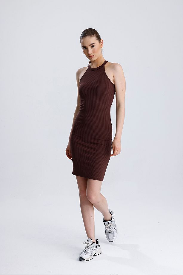 Fitilli Fermuarlı Lıcralı Elbise - 9
