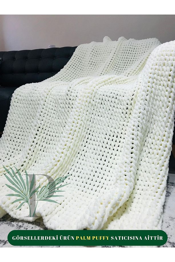 Palm Puffy Krem 150x200cm Tek Kişilik Battaniye - 1