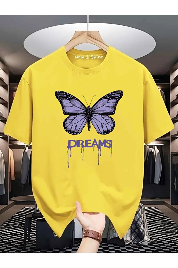 Dreams Butterfly Printed Oversize T-Shirt