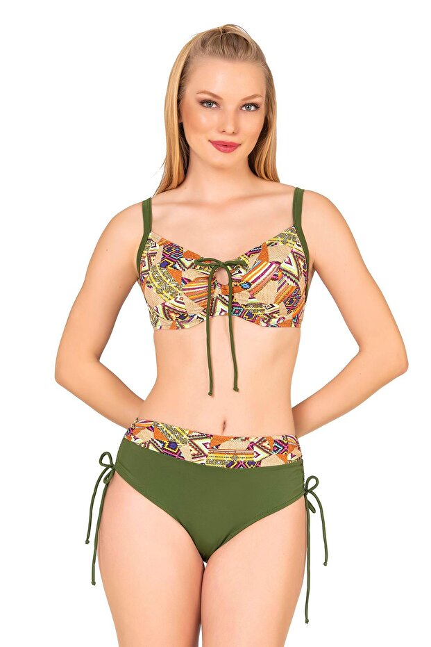 Women's Plus Size Underwire Supported Collage Pattern Bikini Set