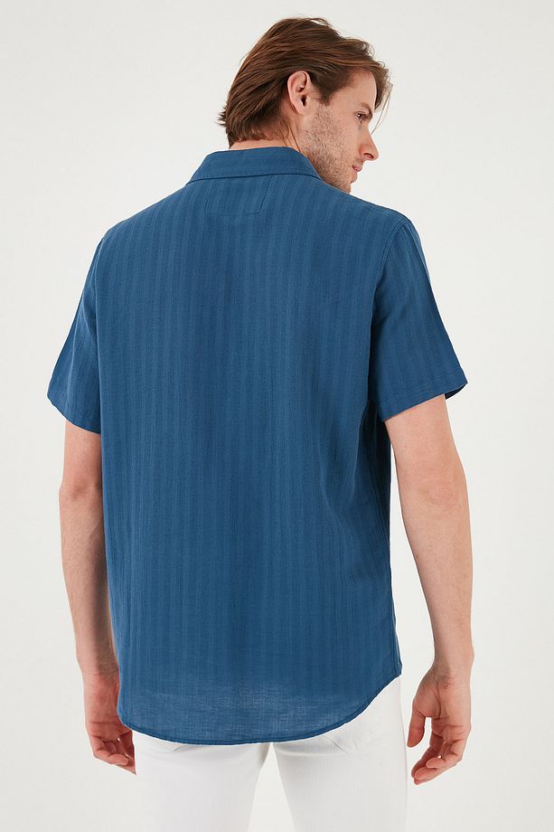 Pamuklu Regular Fit Tek Cepli Kısa Kol Gömlek Erkek GÖMLEK CF25S128230 - 7