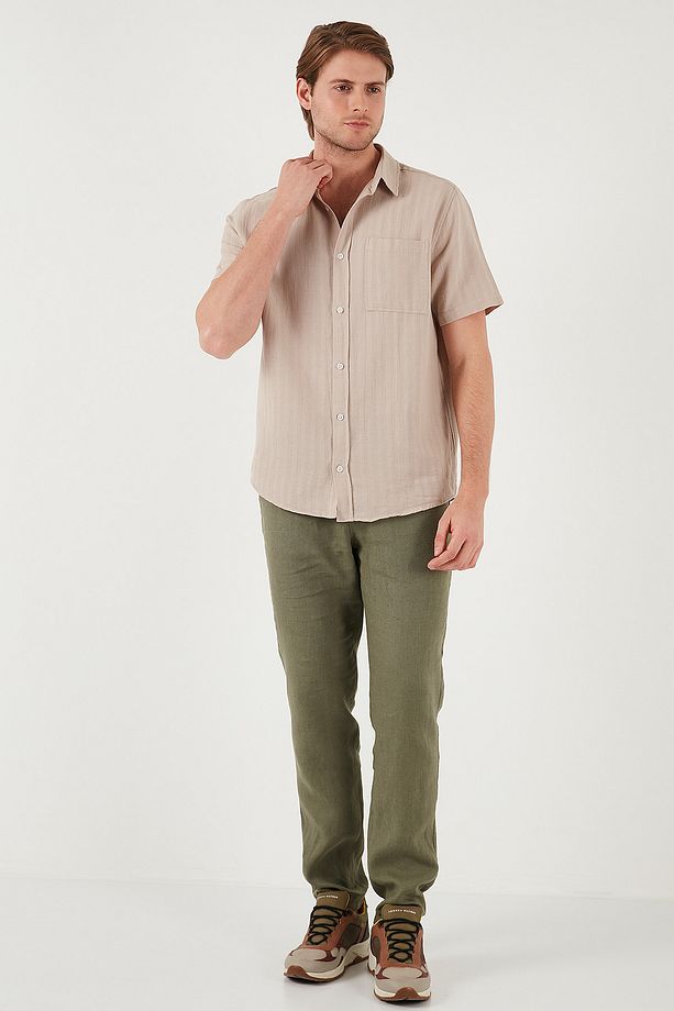Pamuklu Regular Fit Tek Cepli Kısa Kol Gömlek Erkek GÖMLEK CF25S128230 - 4