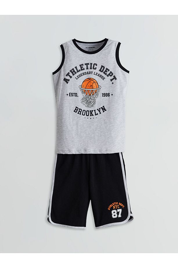 LCW Kids Bisiklet Yaka Erkek Çocuk Şortlu Pijama Takımı - 1