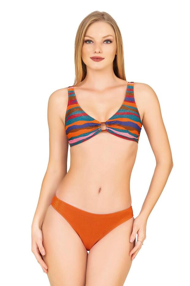 Women's Colorful Patterned Bikini Set with Accessories