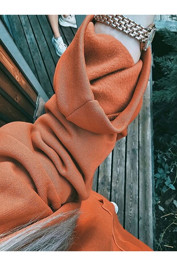 Kalın Polar Yumoş Sweatshirt Elbise - 4