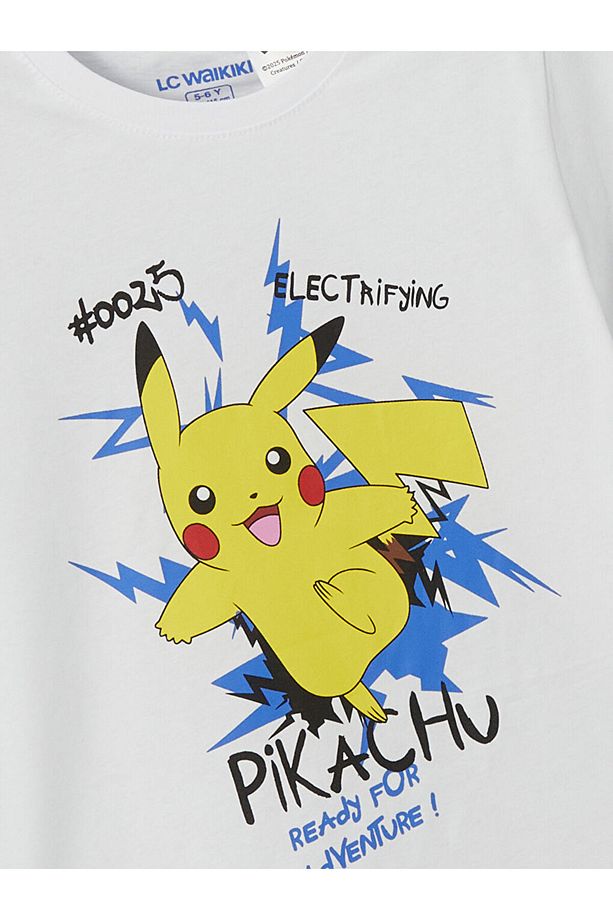 LCW Kids Bisiklet Yaka Pikachu Baskılı Erkek Çocuk Şortlu Pijama Takımı - 3